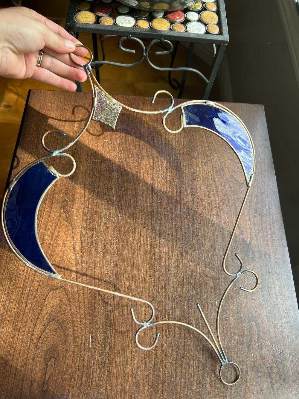 Vintage stained glass suncatcher propagator candle holder